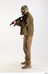 Whole Body Weapons-Rifle Man Pose with machine rifle White Army Athletic Bearded Studio photo references